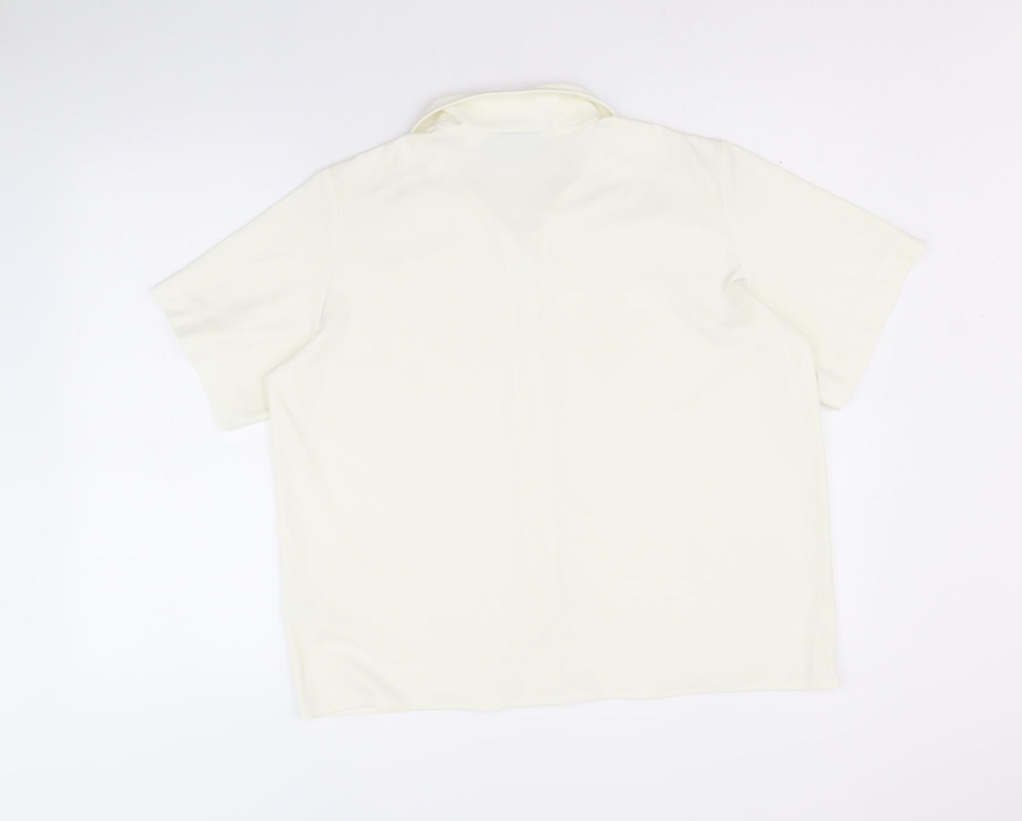 EWM Womens Ivory Polyester Basic Button-Up Size 18 Collared