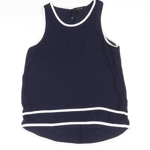 Atmosphere Womens Blue Polyester Basic Tank Size 10 Round Neck
