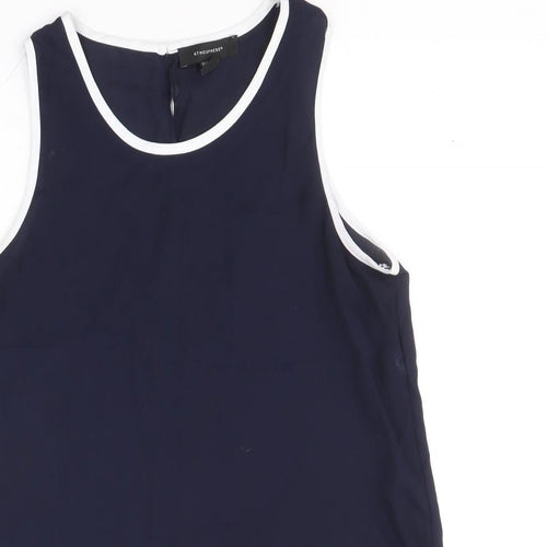 Atmosphere Womens Blue Polyester Basic Tank Size 10 Round Neck