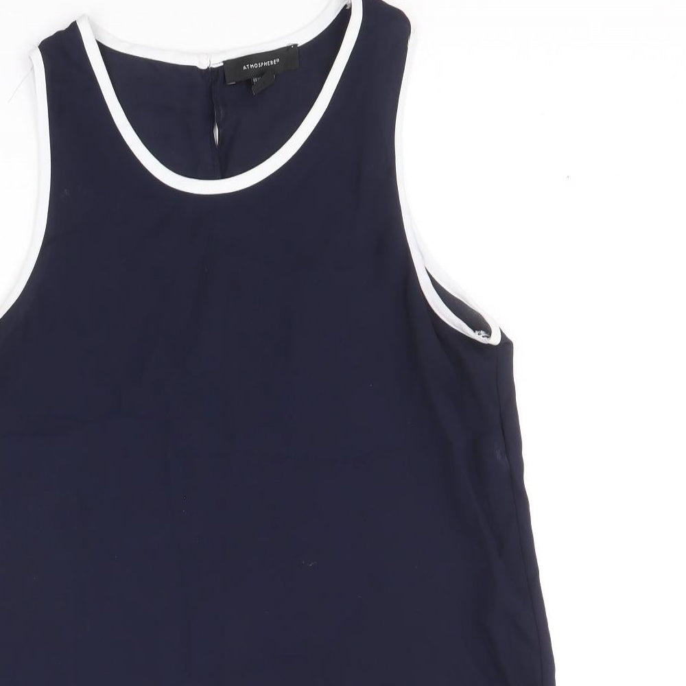 Atmosphere Womens Blue Polyester Basic Tank Size 10 Round Neck