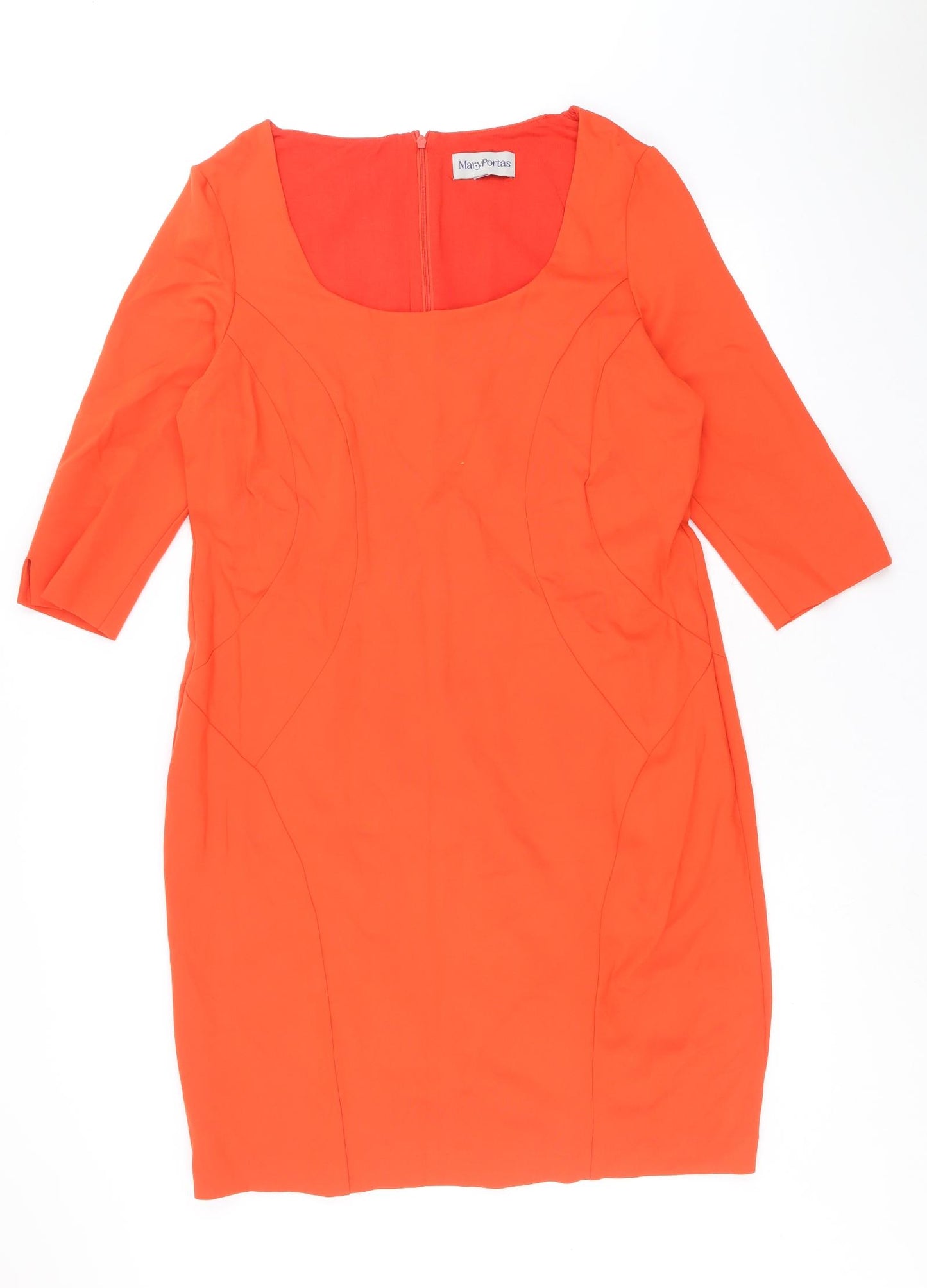 Mary Portas Womens Red Viscose Shift Size 20 Scoop Neck Zip