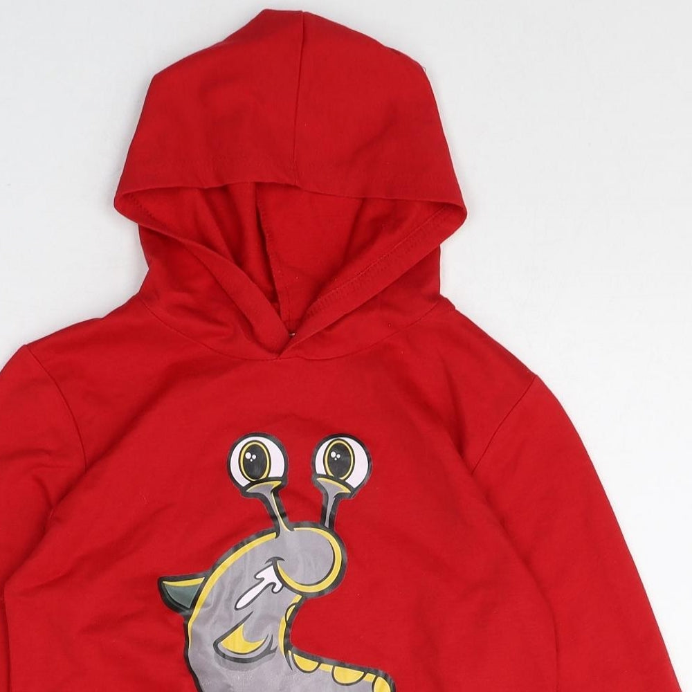 Preworn Boys Red Cotton Pullover Hoodie Size 10 Years Pullover - Snail