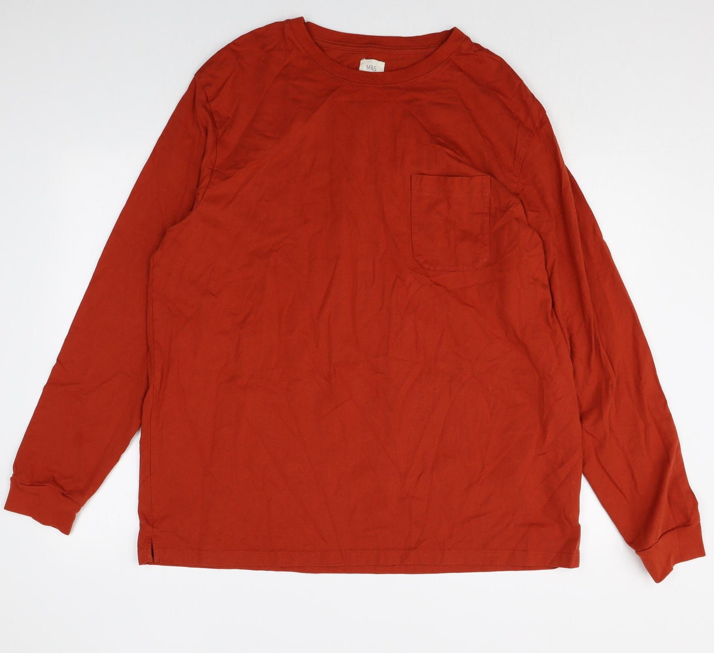 Marks and Spencer Mens Orange Cotton Pullover Sweatshirt Size 3XL