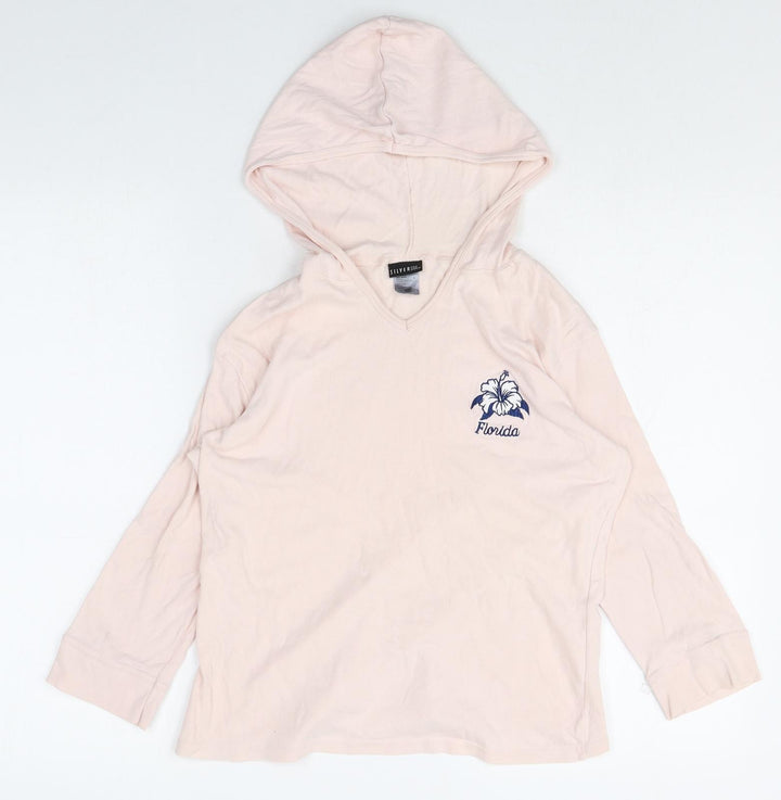 Silver Girls Pink 100% Cotton Pullover Hoodie Size L Pullover - Florida