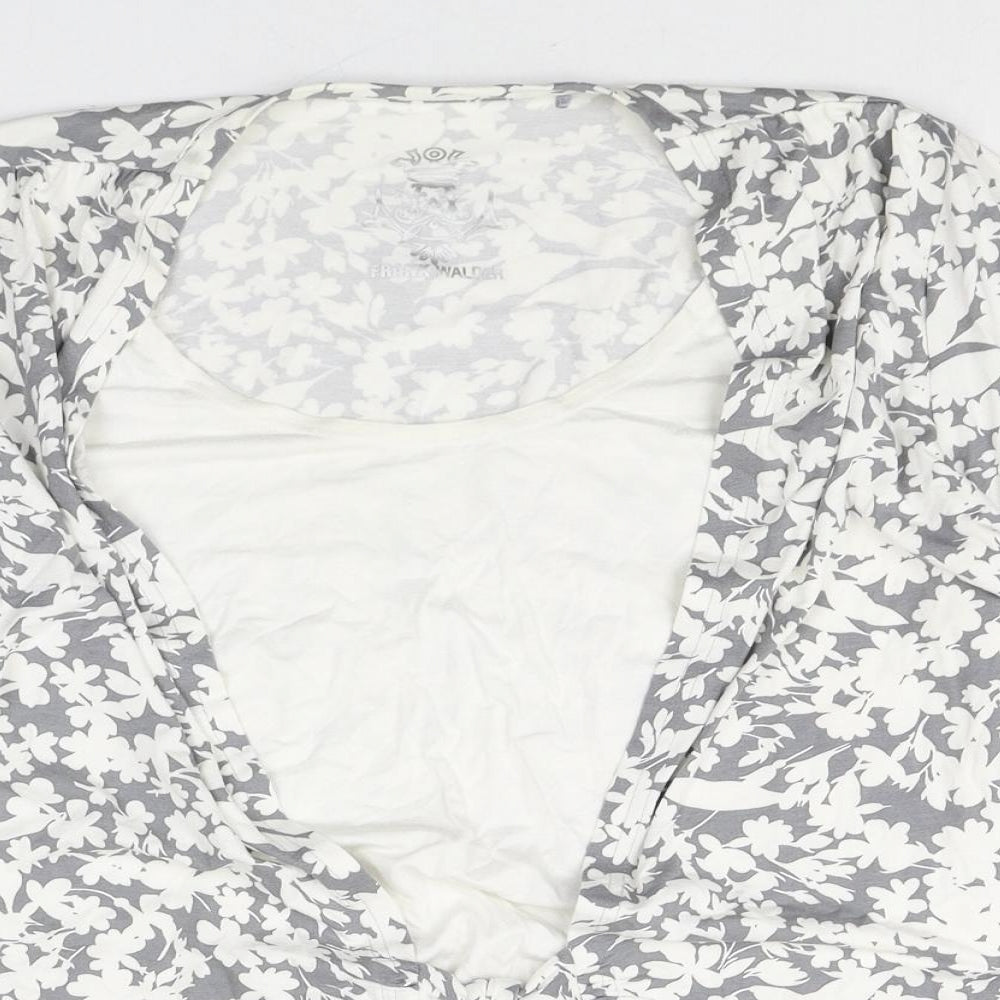 FRANK WALDER Womens Multicoloured Floral Viscose Basic Blouse Size 14 Round Neck