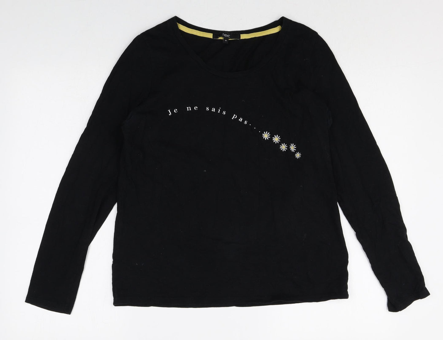 NEXT Womens Black 100% Cotton Basic T-Shirt Size 10 Round Neck - Je Ne Sais Pas