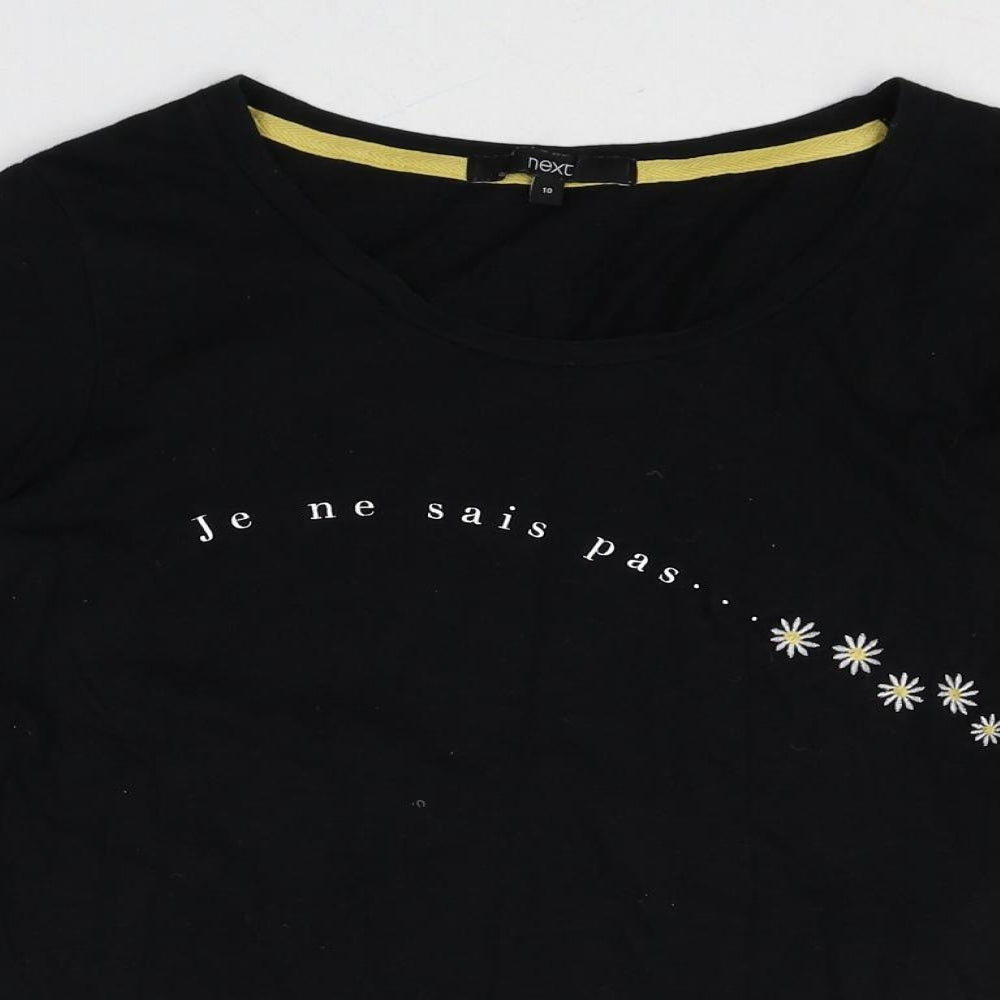 NEXT Womens Black 100% Cotton Basic T-Shirt Size 10 Round Neck - Je Ne Sais Pas