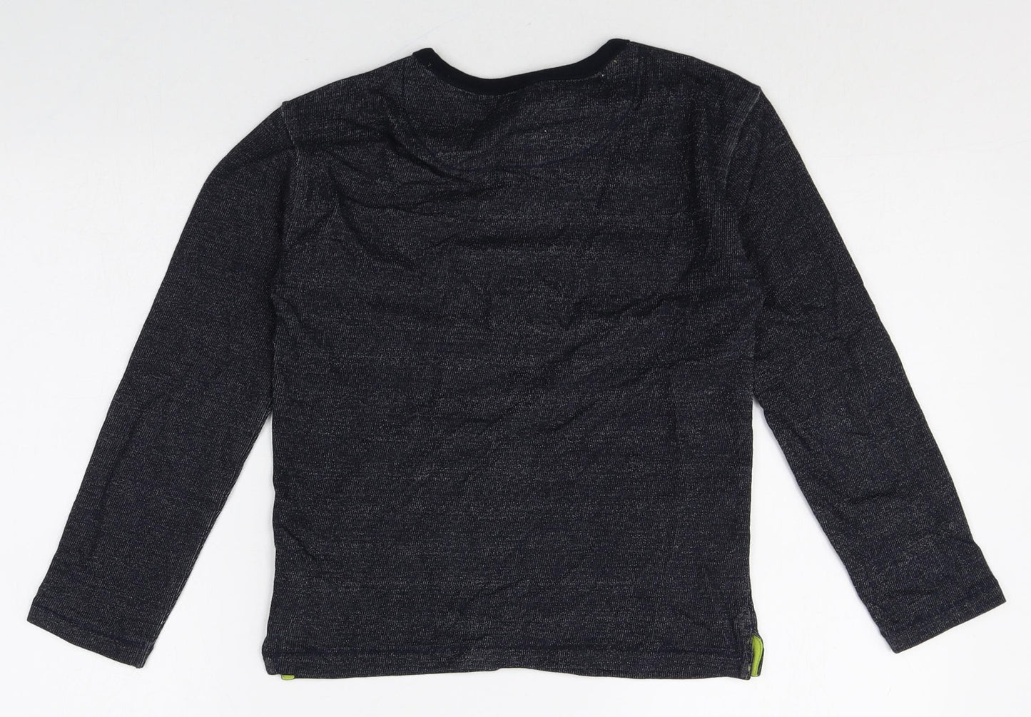 John Lewis Boys Black 100% Cotton Basic T-Shirt Size 9 Years Round Neck Button