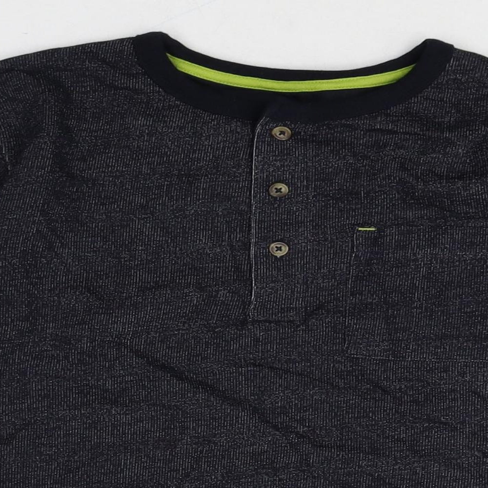 John Lewis Boys Black 100% Cotton Basic T-Shirt Size 9 Years Round Neck Button