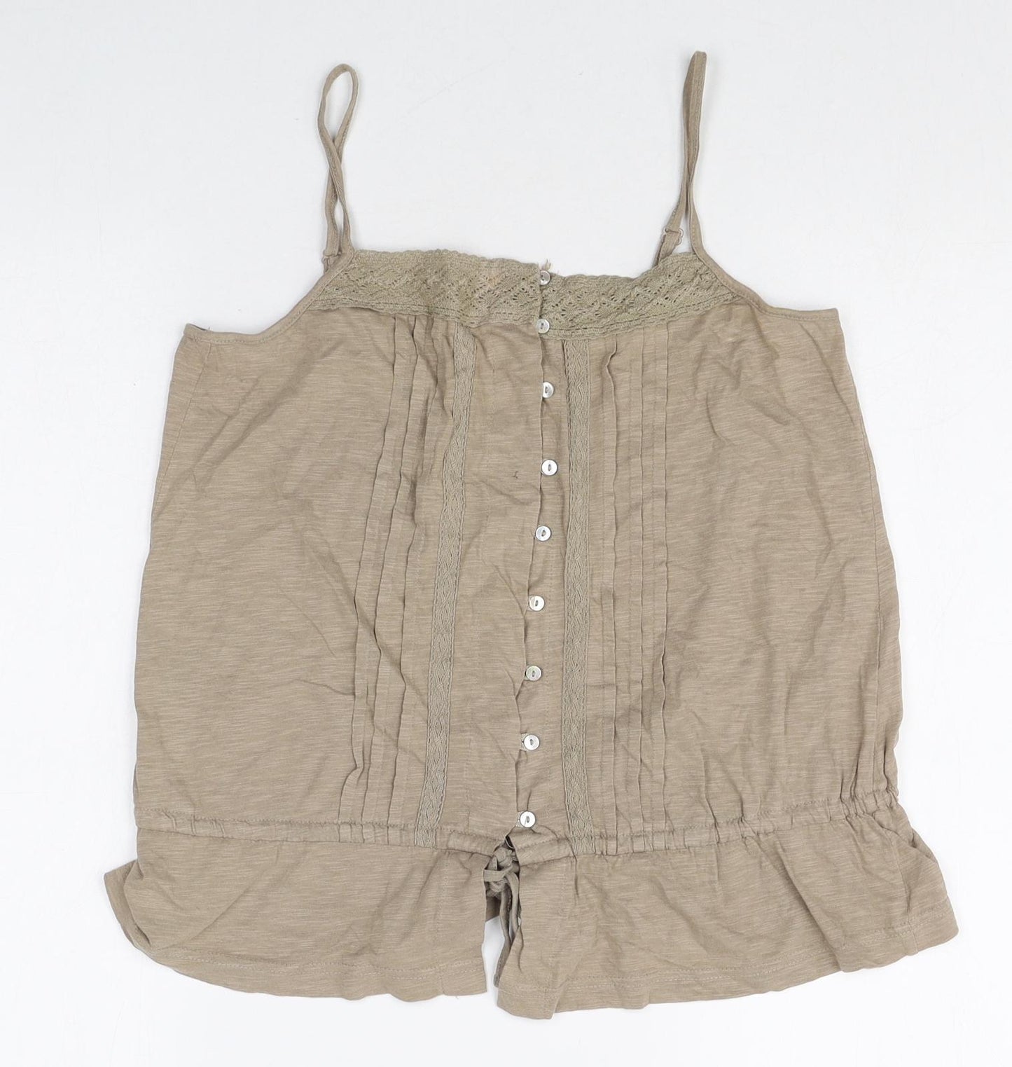 George Womens Beige 100% Cotton Basic Tank Size 12 Square Neck