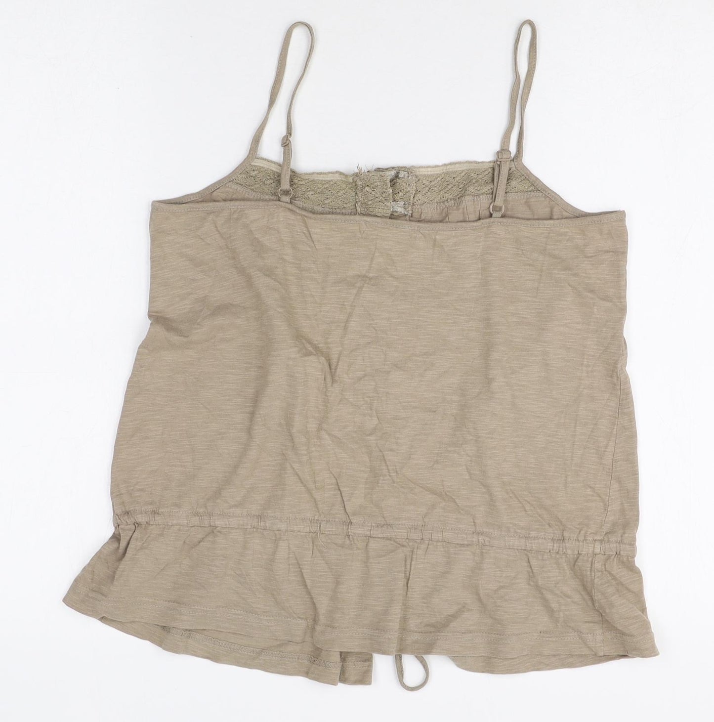 George Womens Beige 100% Cotton Basic Tank Size 12 Square Neck