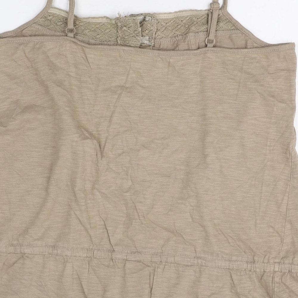George Womens Beige 100% Cotton Basic Tank Size 12 Square Neck