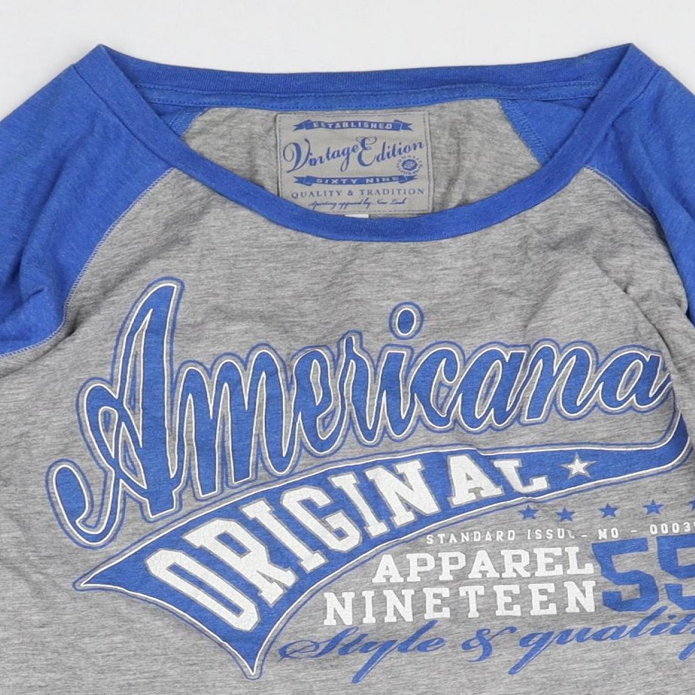 New Look Womens Grey Cotton Basic T-Shirt Size 18 Round Neck - Americana