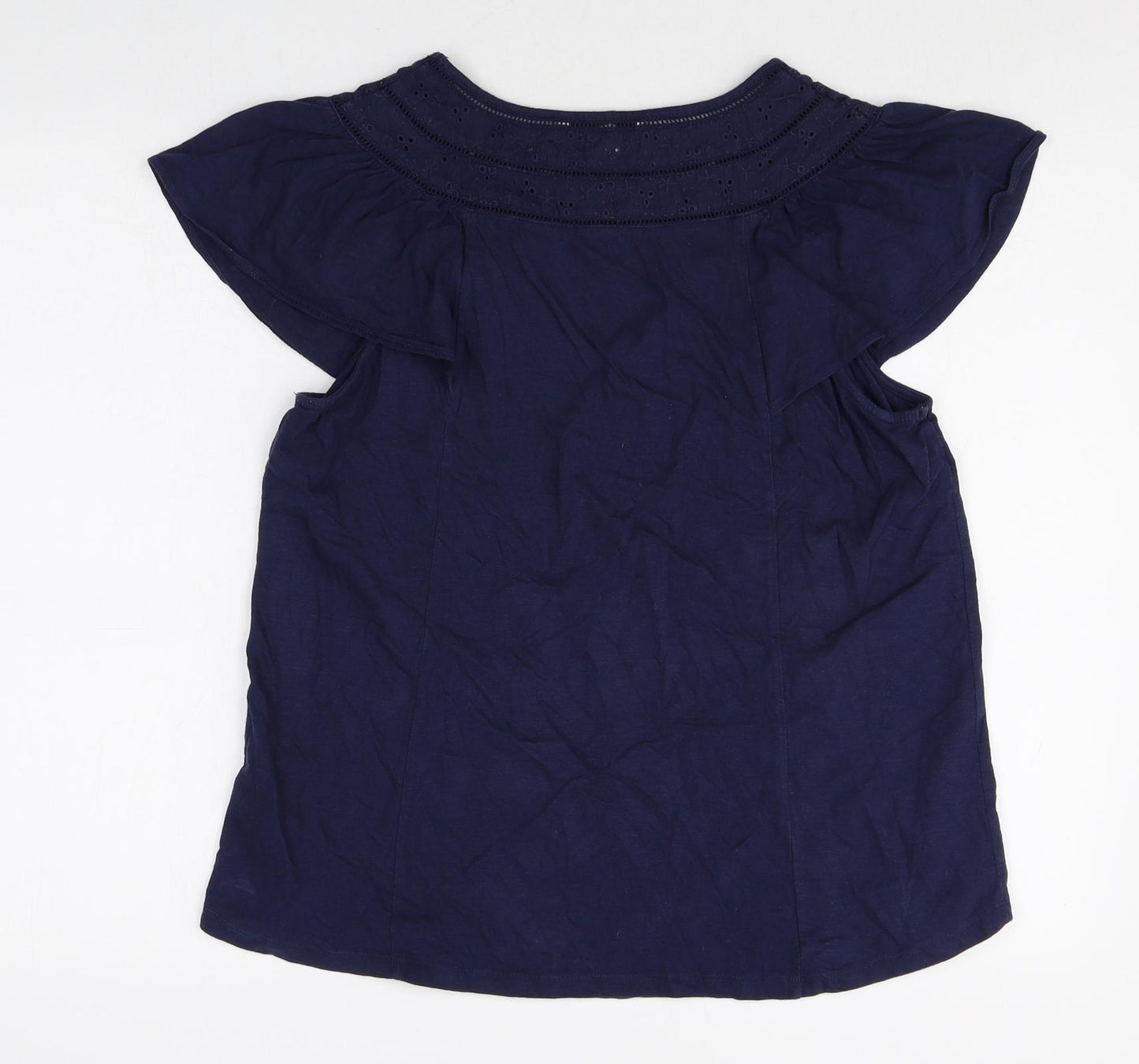 TU Womens Purple 100% Cotton Basic Blouse Size 14 Round Neck