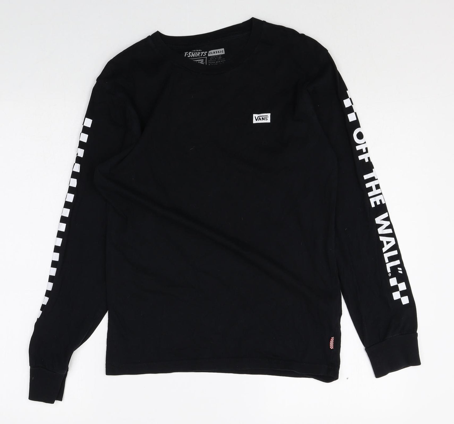 VANS Mens Black Cotton T-Shirt Size S Round Neck - Off the Wall