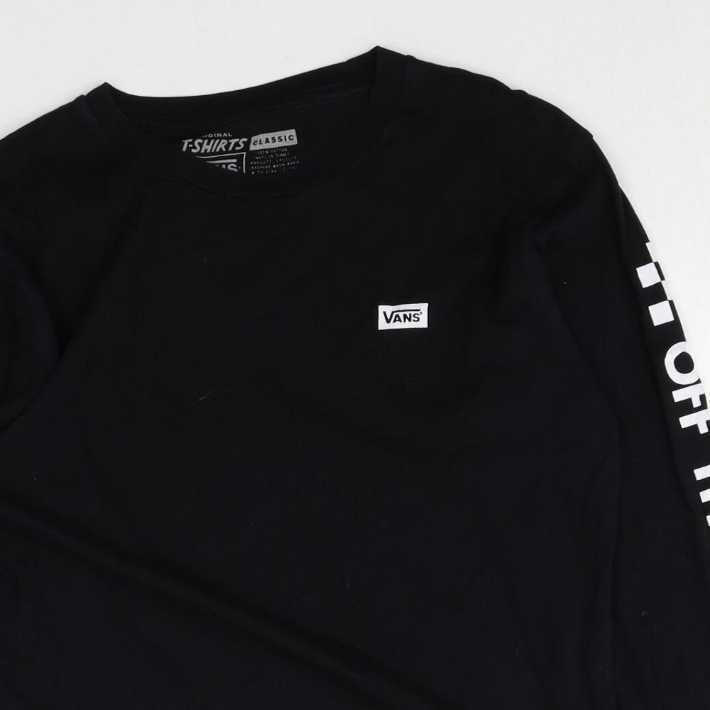 VANS Mens Black Cotton T-Shirt Size S Round Neck - Off the Wall