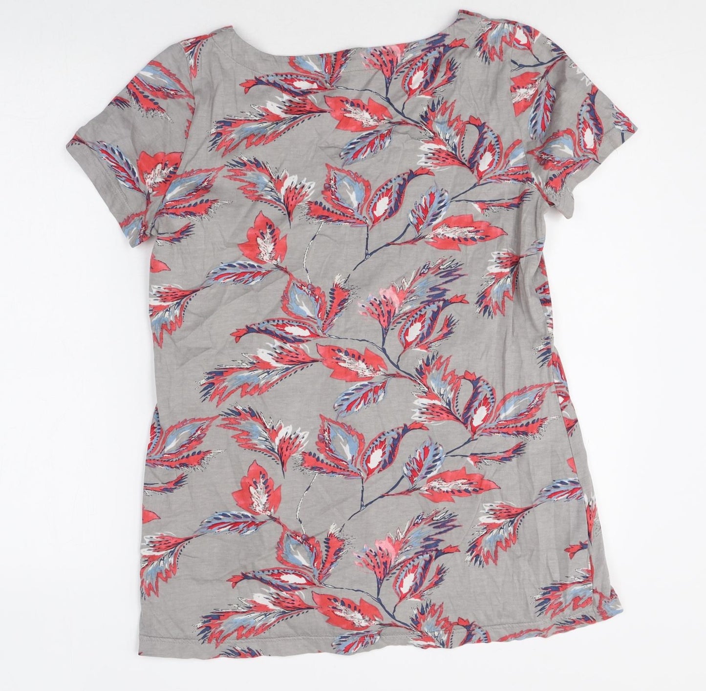Nomads Womens Multicoloured Geometric 100% Cotton Tunic Blouse Size 12 Round Neck - Leaf Print