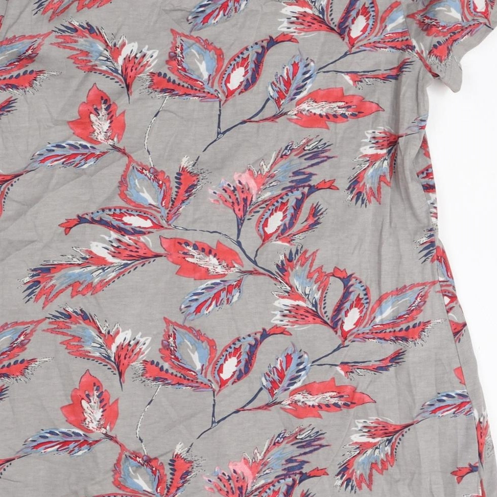 Nomads Womens Multicoloured Geometric 100% Cotton Tunic Blouse Size 12 Round Neck - Leaf Print