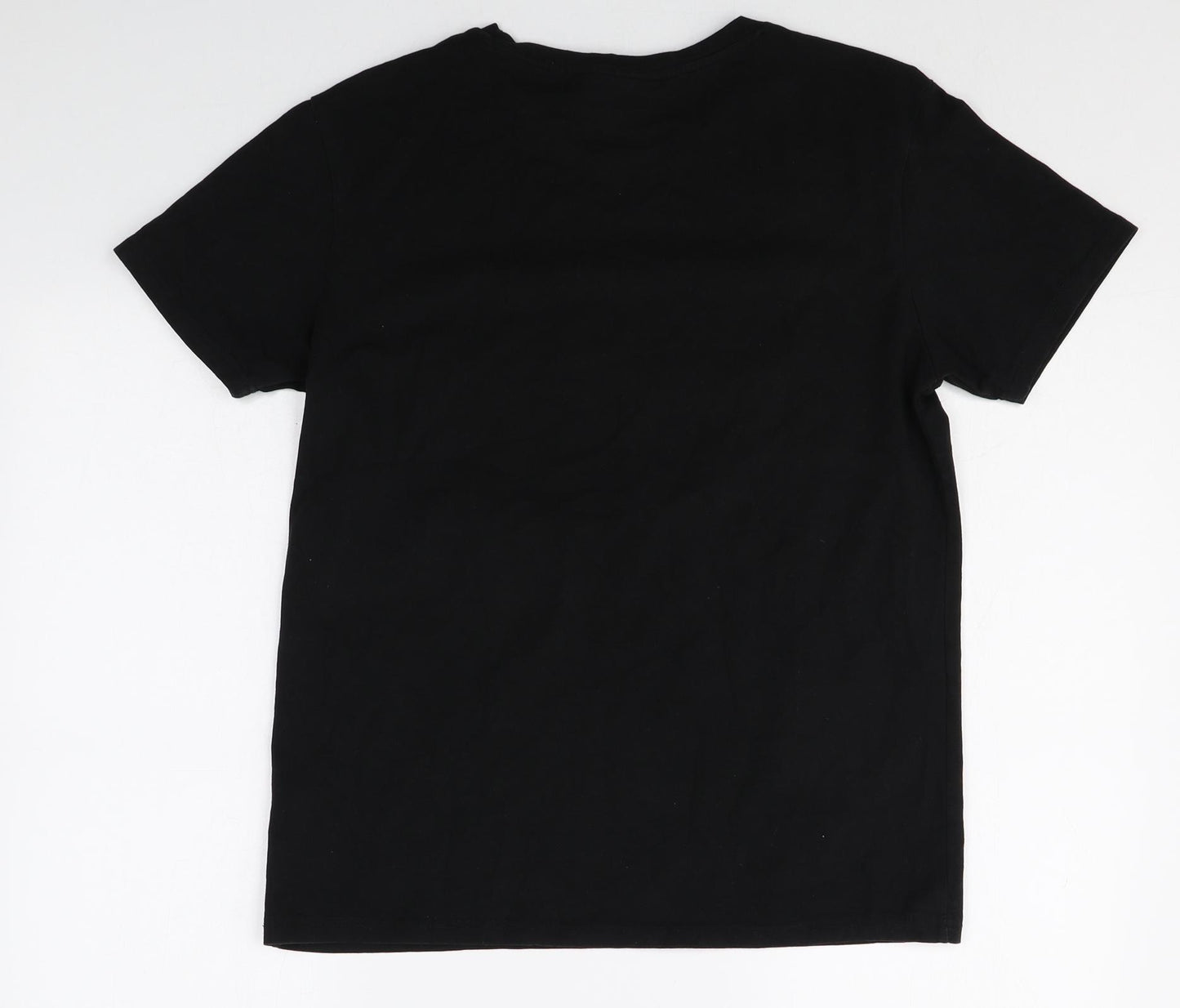 Metissier Mens Black Cotton T-Shirt Size M Round Neck