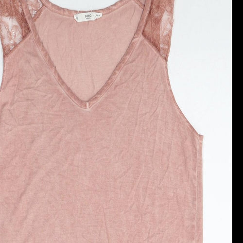 MNG Womens Pink Polyester Basic Tank Size S V-Neck