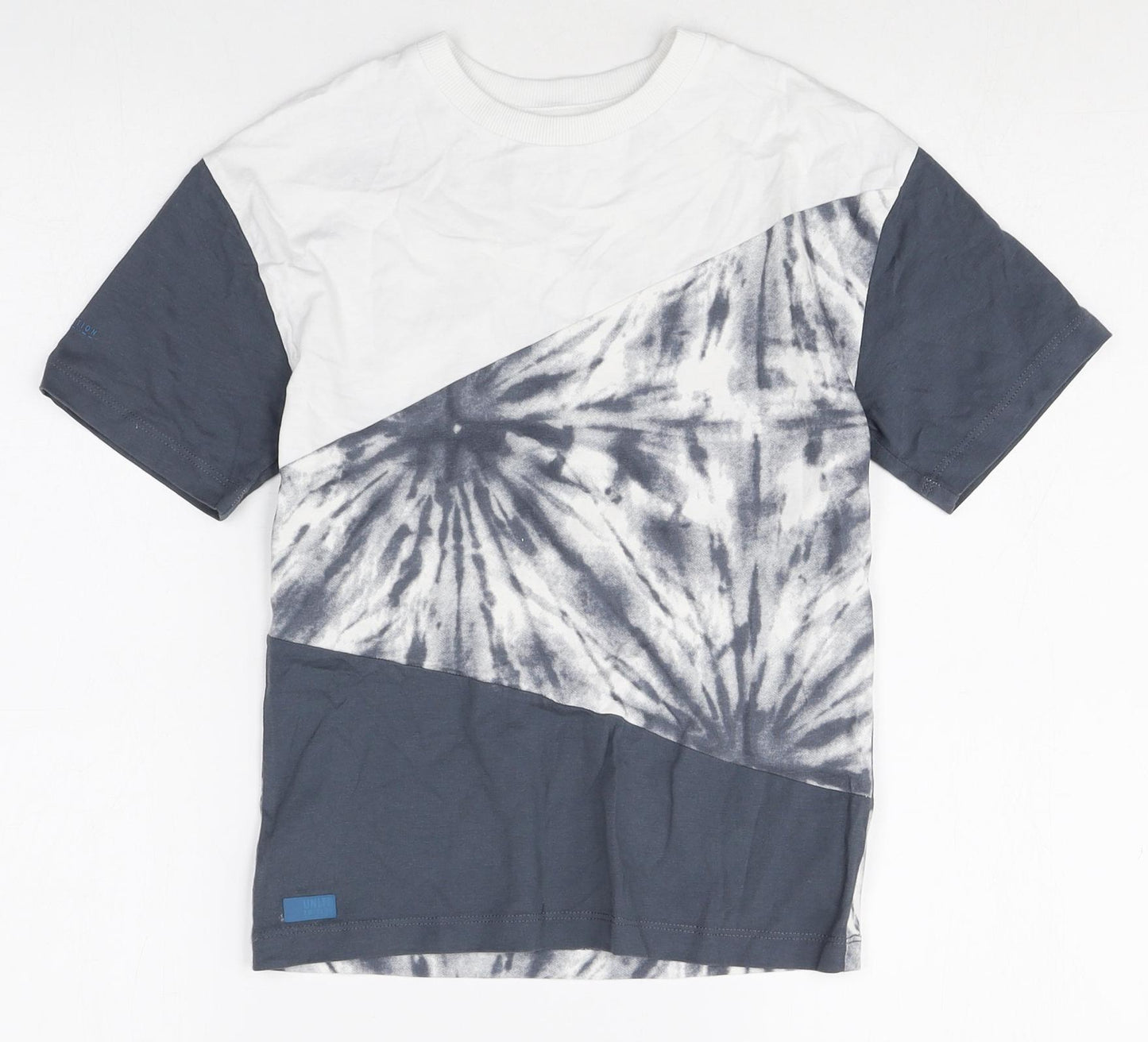NEXT Boys Grey 100% Cotton Basic T-Shirt Size 7 Years Round Neck Pullover - Tie Dye