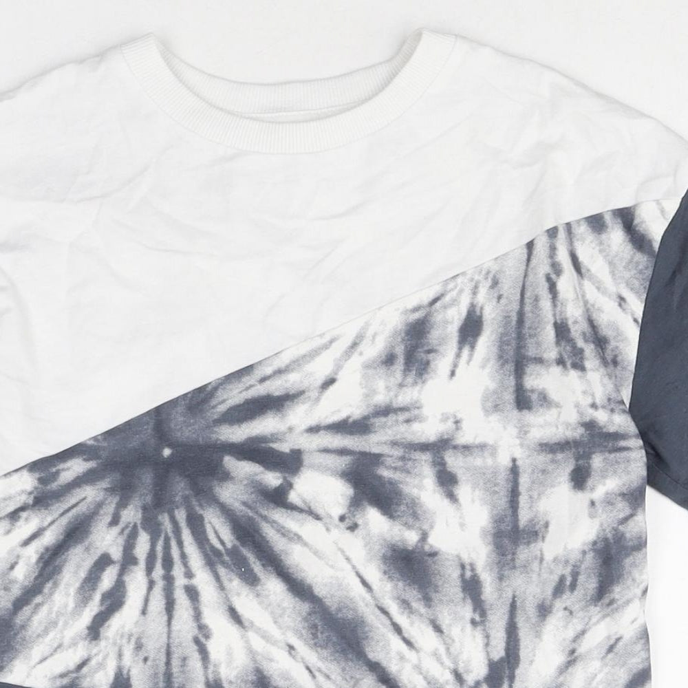 NEXT Boys Grey 100% Cotton Basic T-Shirt Size 7 Years Round Neck Pullover - Tie Dye