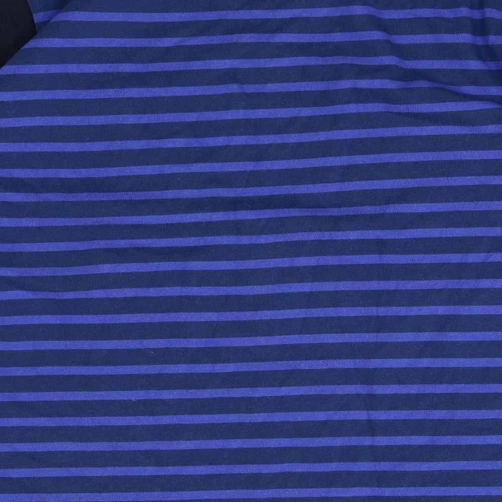 Jack Wills Womens Blue Striped 100% Cotton Basic Blouse Size 14 Boat Neck