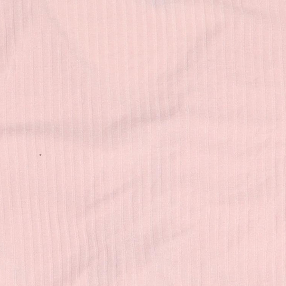 New Look Womens Pink Polyester Cropped T-Shirt Size 8 V-Neck - Front Ruched
