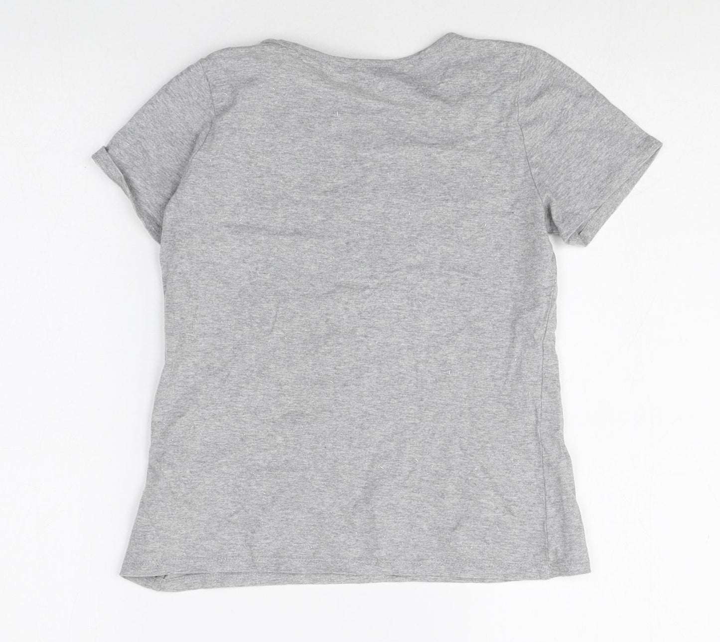 Monsoon Girls Grey Cotton Basic T-Shirt Size 11-12 Years Round Neck Pullover - Unicorn