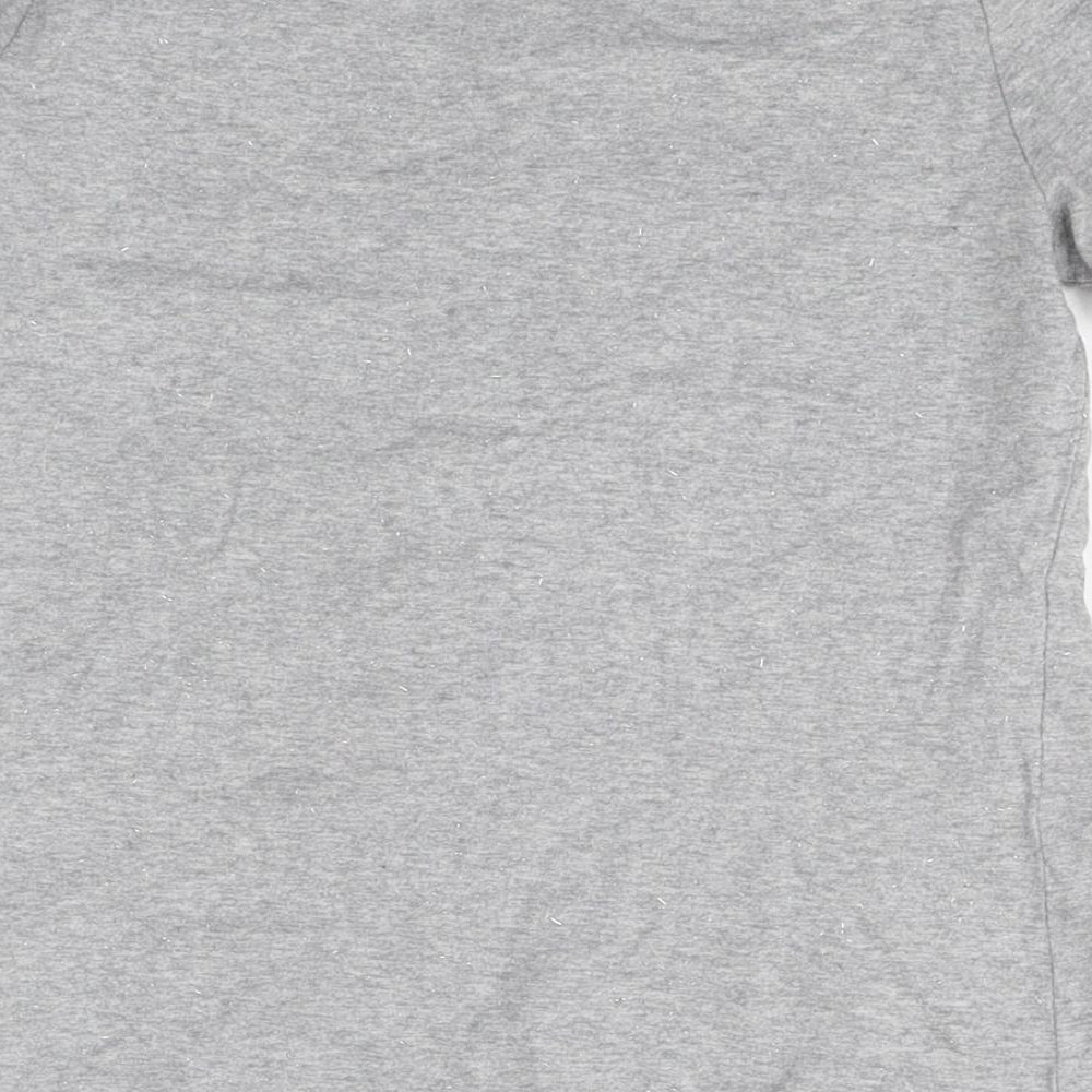 Monsoon Girls Grey Cotton Basic T-Shirt Size 11-12 Years Round Neck Pullover - Unicorn