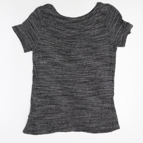 Divided Womens Grey Viscose Basic T-Shirt Size S Scoop Neck - W Initial