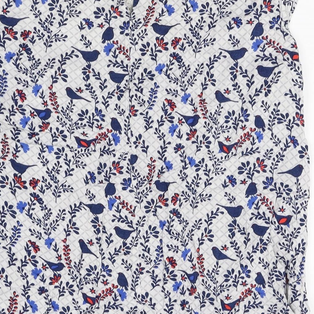 Red Herring Womens Multicoloured Floral Viscose Basic Blouse Size 12 Boat Neck - Bird Print