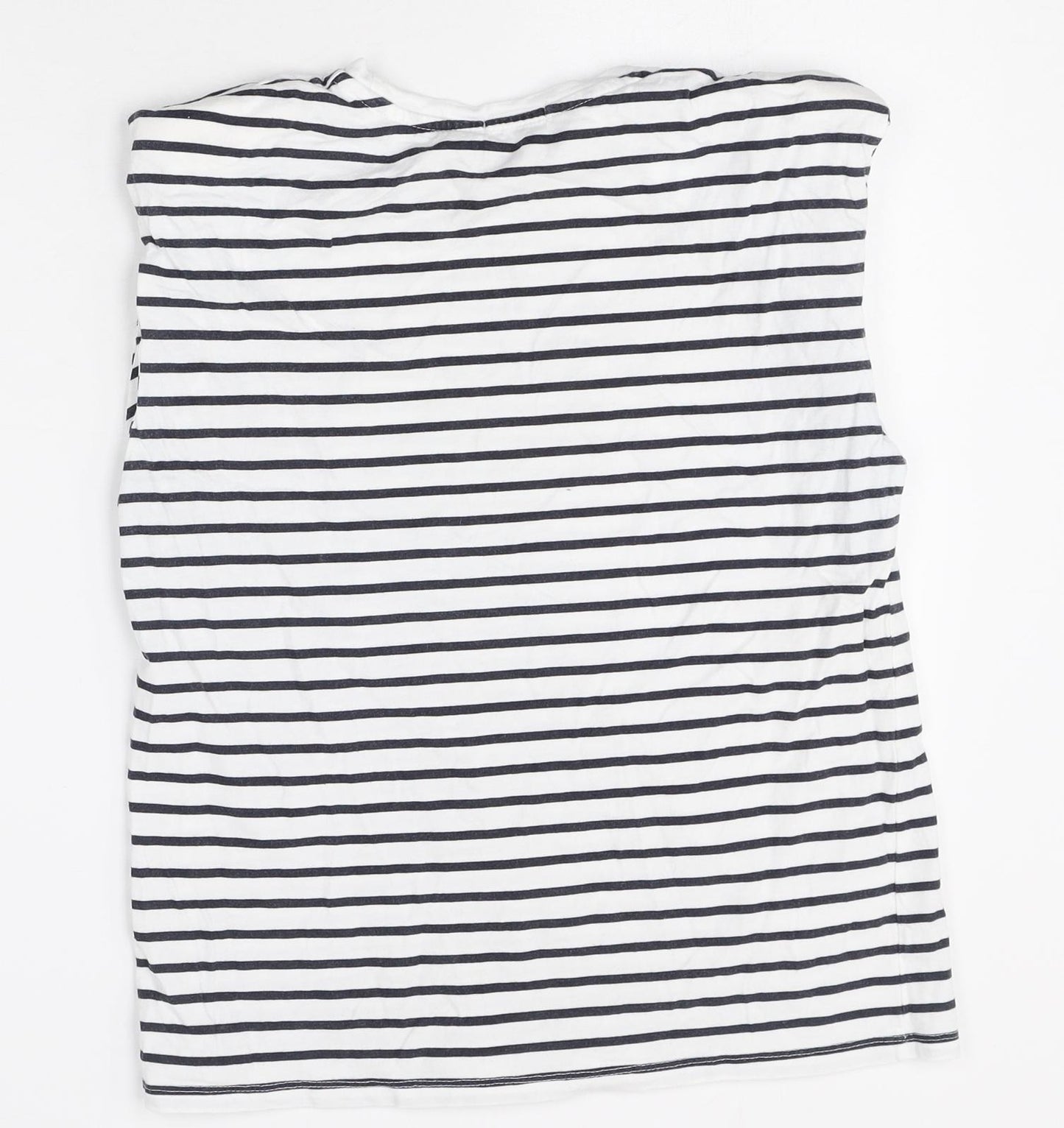Stradivarius Womens Multicoloured Striped Cotton Basic T-Shirt Size M Round Neck