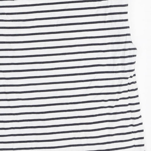 Stradivarius Womens Multicoloured Striped Cotton Basic T-Shirt Size M Round Neck