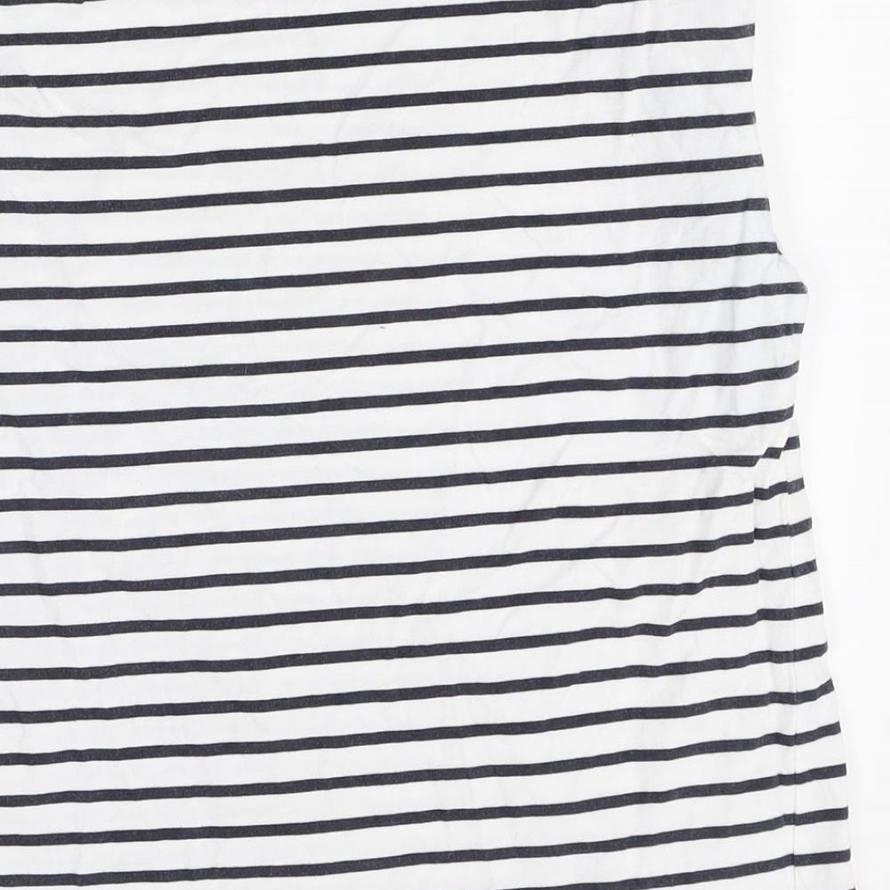 Stradivarius Womens Multicoloured Striped Cotton Basic T-Shirt Size M Round Neck