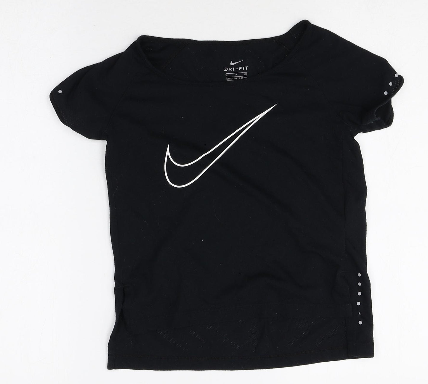 Nike Womens Black Polyester Basic T-Shirt Size S Boat Neck Pullover