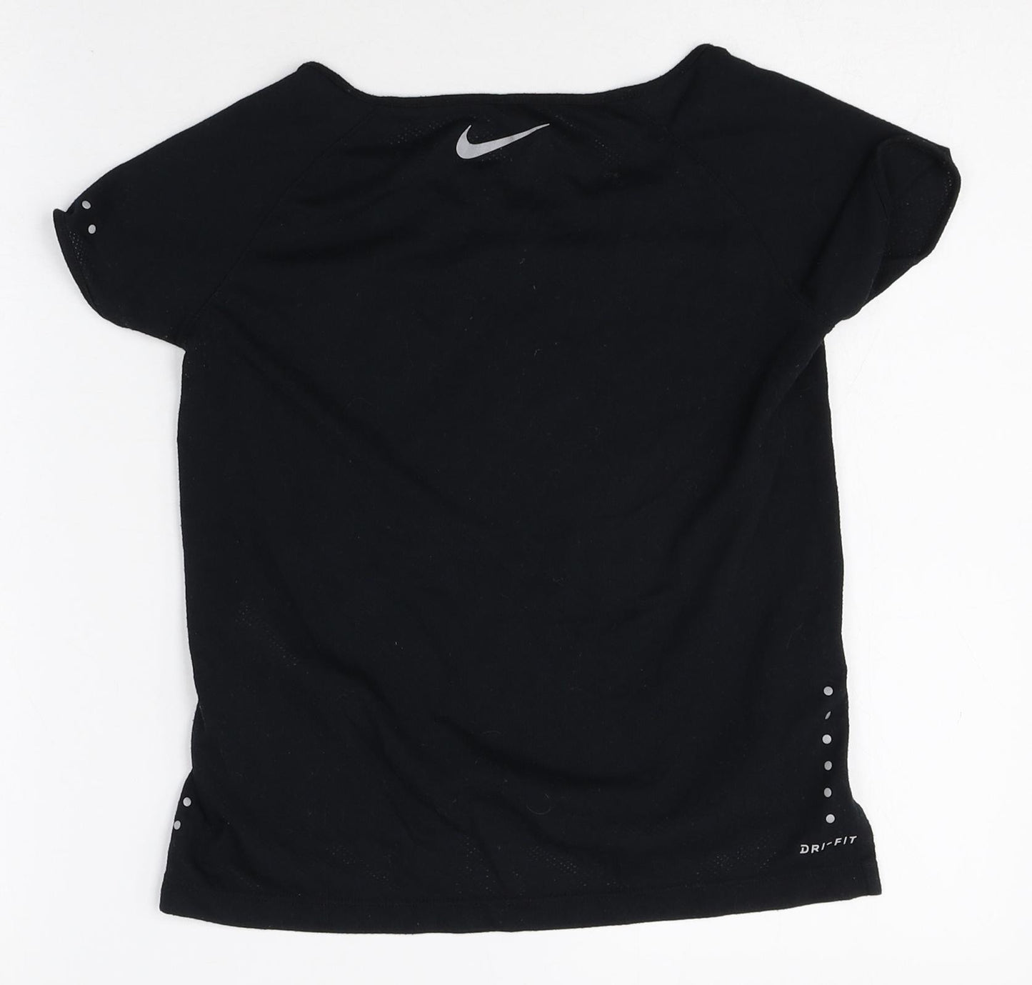 Nike Womens Black Polyester Basic T-Shirt Size S Boat Neck Pullover