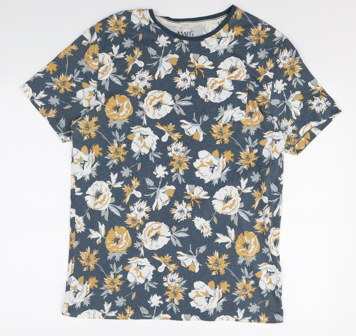 ACW85 Womens Multicoloured Floral Cotton Basic T-Shirt Size L Round Neck