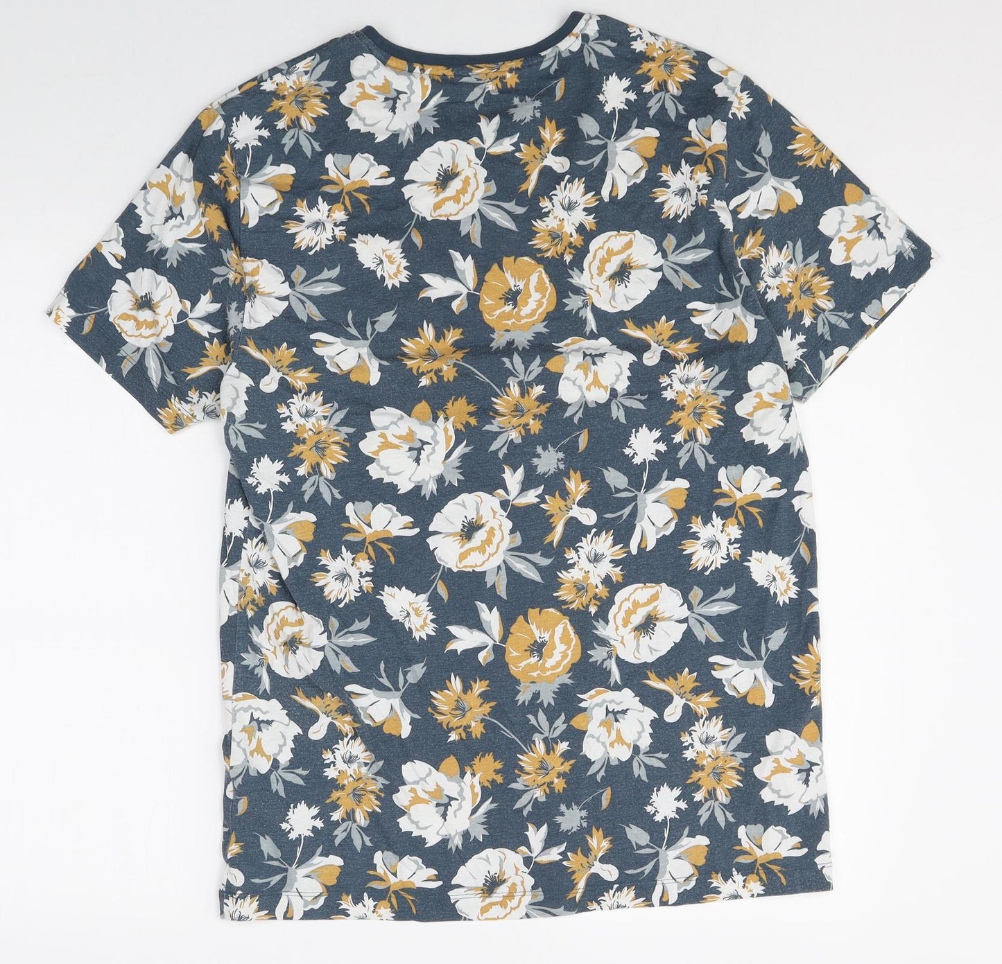 ACW85 Womens Multicoloured Floral Cotton Basic T-Shirt Size L Round Neck
