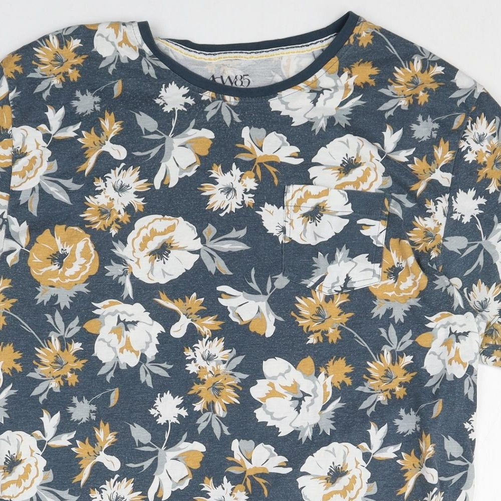 ACW85 Womens Multicoloured Floral Cotton Basic T-Shirt Size L Round Neck