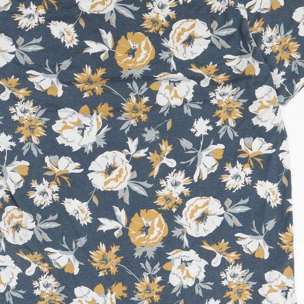 ACW85 Womens Multicoloured Floral Cotton Basic T-Shirt Size L Round Neck