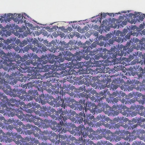 White Stuff Womens Purple Geometric Modal Basic Blouse Size 16 Round Neck