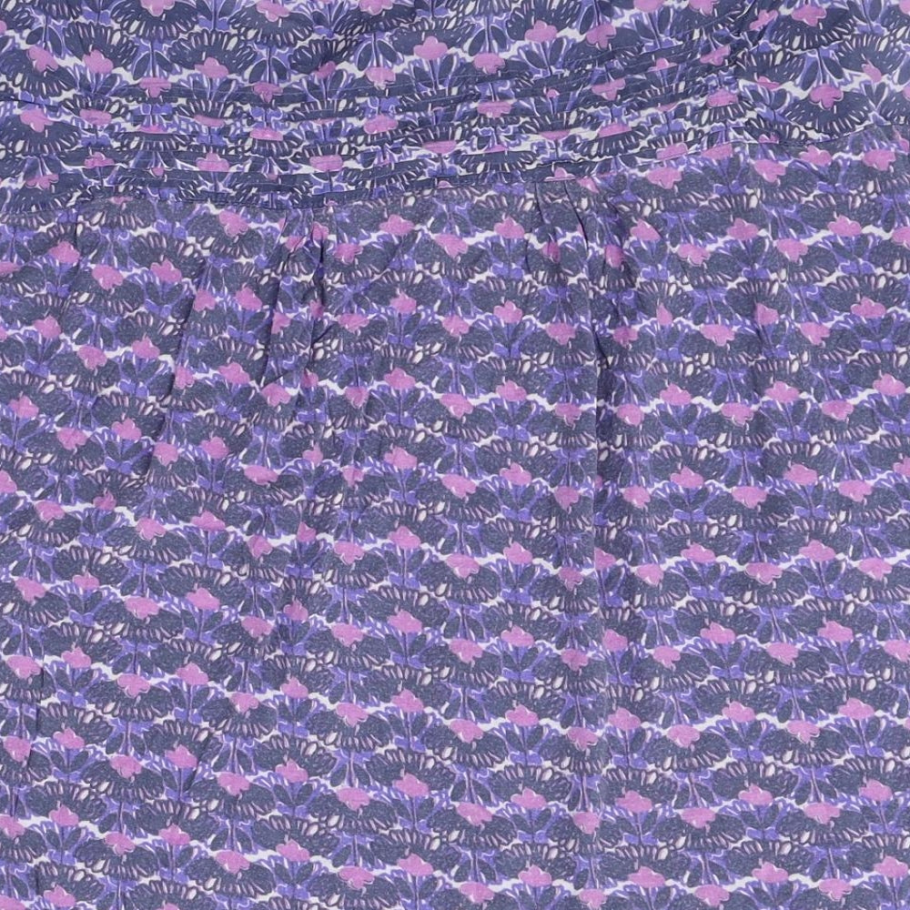 White Stuff Womens Purple Geometric Modal Basic Blouse Size 16 Round Neck
