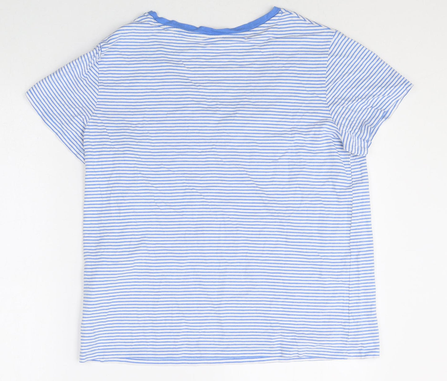 Signature by Levi Strauss & Co. Mens Blue Striped Cotton T-Shirt Size L V-Neck