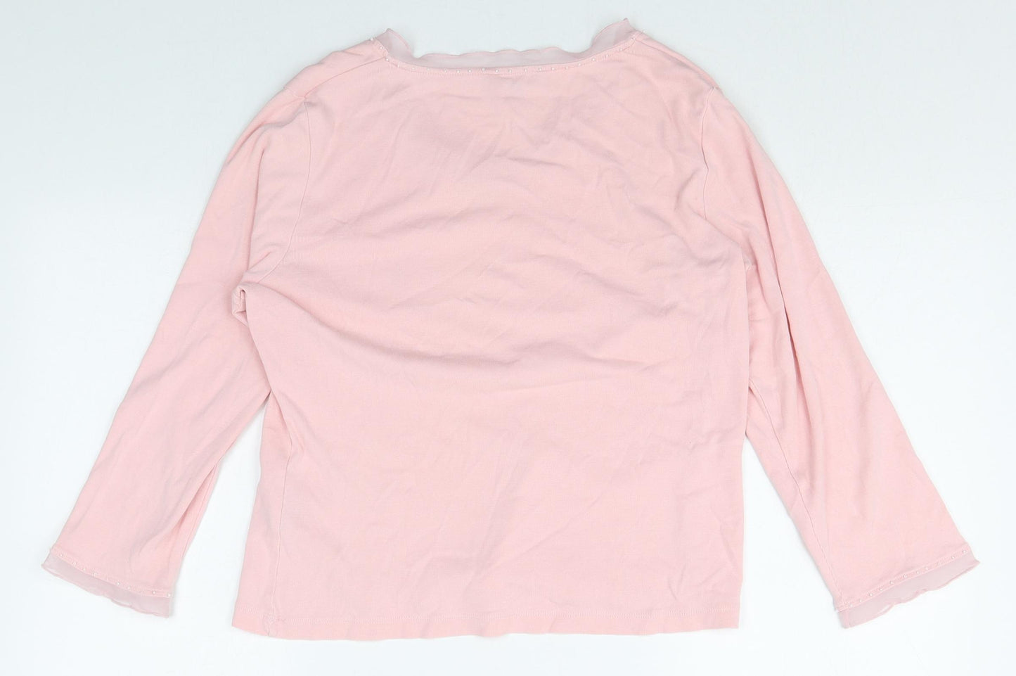 Per Una Womens Pink 100% Cotton Basic T-Shirt Size 12 V-Neck