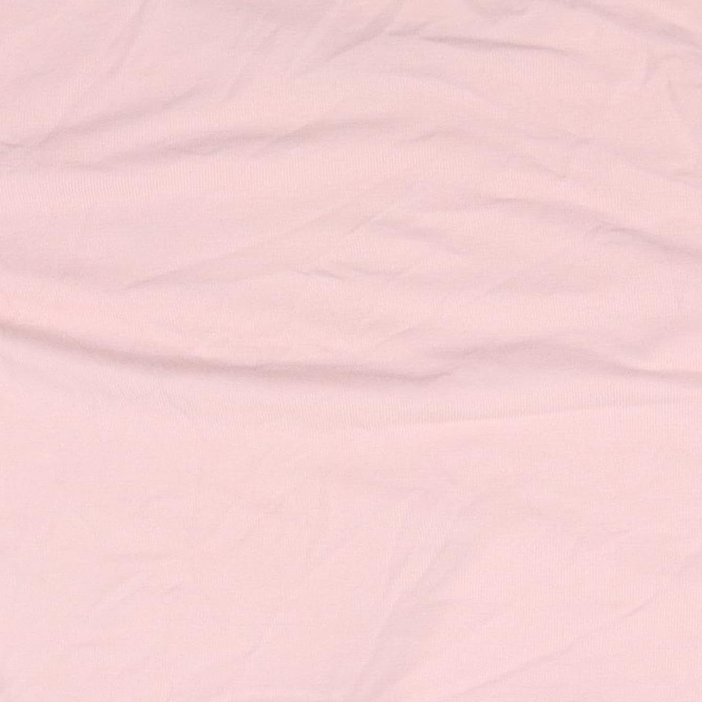 Per Una Womens Pink 100% Cotton Basic T-Shirt Size 12 V-Neck