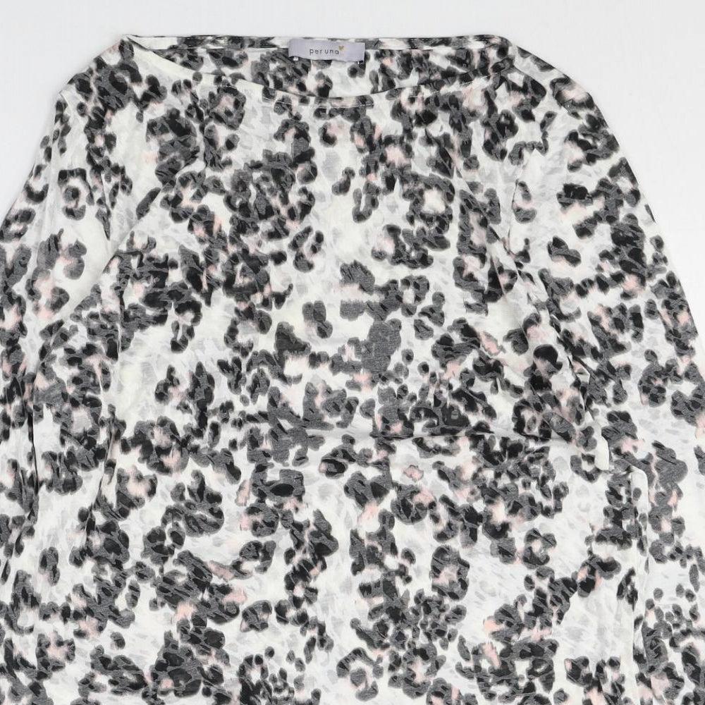 Per Una Womens Multicoloured Animal Print Polyester Tunic Blouse Size 16 Boat Neck - Leopard Print