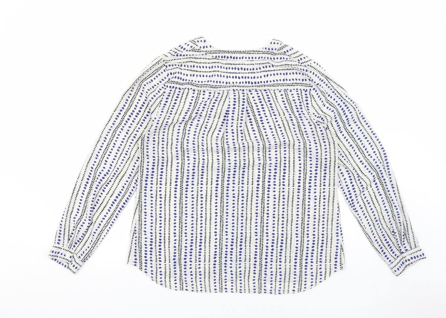 Papaya Womens White Geometric Polyester Basic Button-Up Size 14 V-Neck