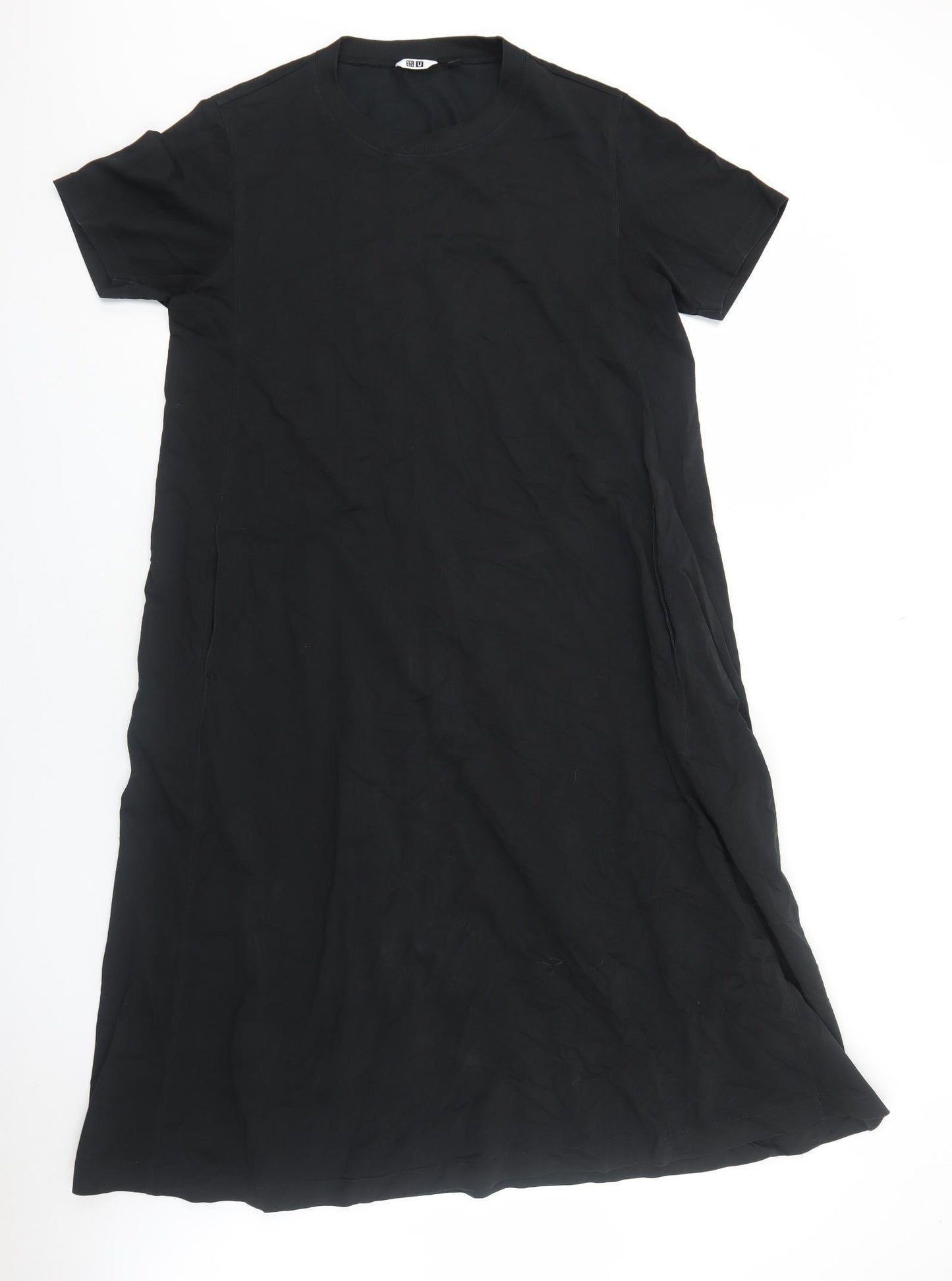 Uniqlo Womens Black Cotton A-Line Size L Round Neck Pullover