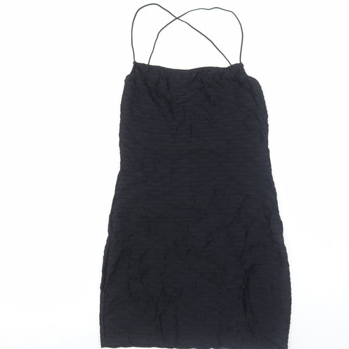Bershka Womens Silver Polyester Slip Dress Size M Square Neck Pullover